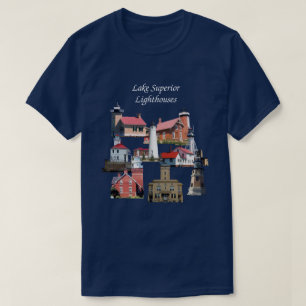 T-shirt Chemise des phares du lac Supérieur lettrage blanc