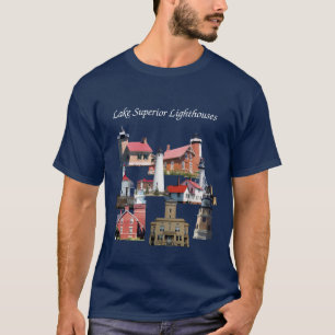 T-shirt Chemise des phares du lac Supérieur lettrage blanc