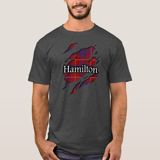 T-shirt Chemise d'esprit de tartan de Hamilton de clan (Devant)
