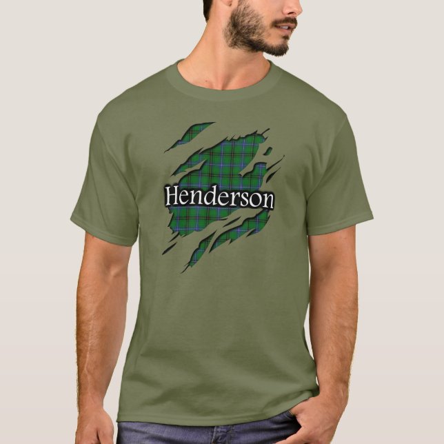 T-shirt Chemise d'esprit de tartan de Henderson de clan (Devant)