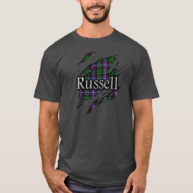 T-shirt Chemise d'esprit de tartan de Russell de clan (Devant)