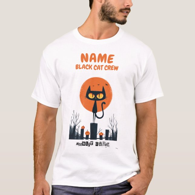 T-shirt Chemise d'Halloween de l'équipage de chat noir per (Devant)