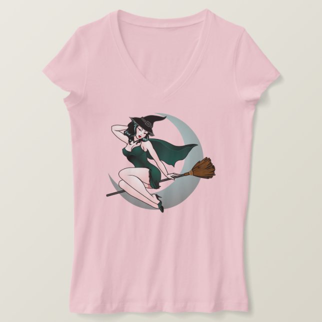 T-shirt Chemise d'Halloween rétro-Pin-up fille chemise d'H (Design devant)