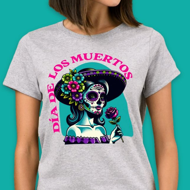 T-shirt Chemise Día de los Muertos Catrina Pop Art (Día de los Muertos Catrina Pop Art Shirt)