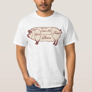 T-shirt Chemise Diagramme de découpe de viande de porc
