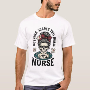 T-shirt Chemise d'infirmière Halloween Graphique de crâne