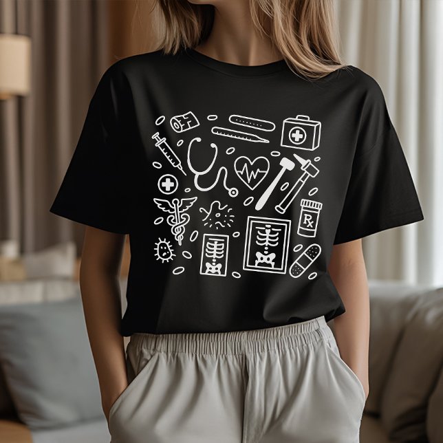 T-shirt Chemise Doodle Médicale pour RN, MD ou Future Heal (healthcare worker shirt, med student gift, graduation medical shirt, nurse grad gift,)
