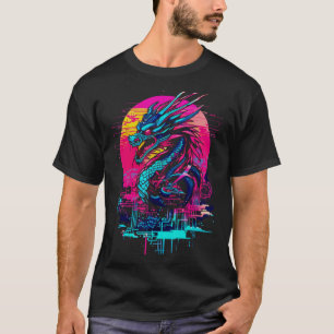 T-shirt Chemise Dragon Cyberpunk, Rétro Futuriste Outrun S