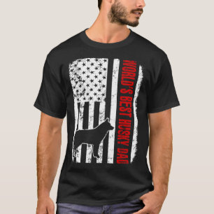 T-shirt Chemise Drapeau Américaine Meilleur Papa Husky Mon