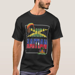 T-shirt Chemise Drapeau Haïtien Jamaïcain Half Jamaïcain H