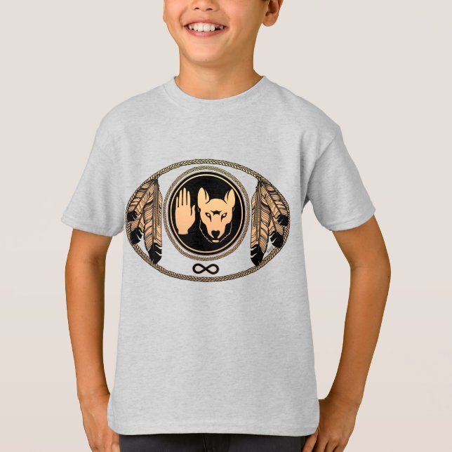 T-shirt Chemise Drapeau Metis Kids Orgainc Native Wolf (Devant)