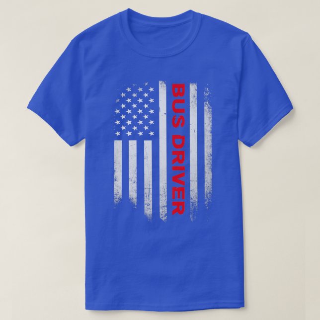 T-shirt Chemise drapeau US du conducteur de bus (Design devant)