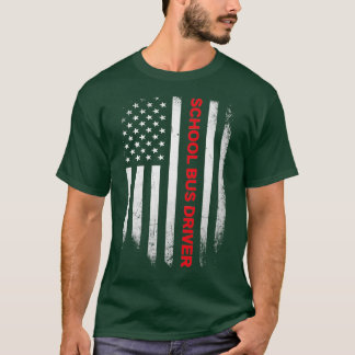 T-shirt Chemise drapeau US du conducteur de bus scolaire