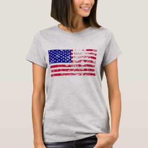 T-shirt Chemise Drapeau USA en détresse - Américain Rétro
