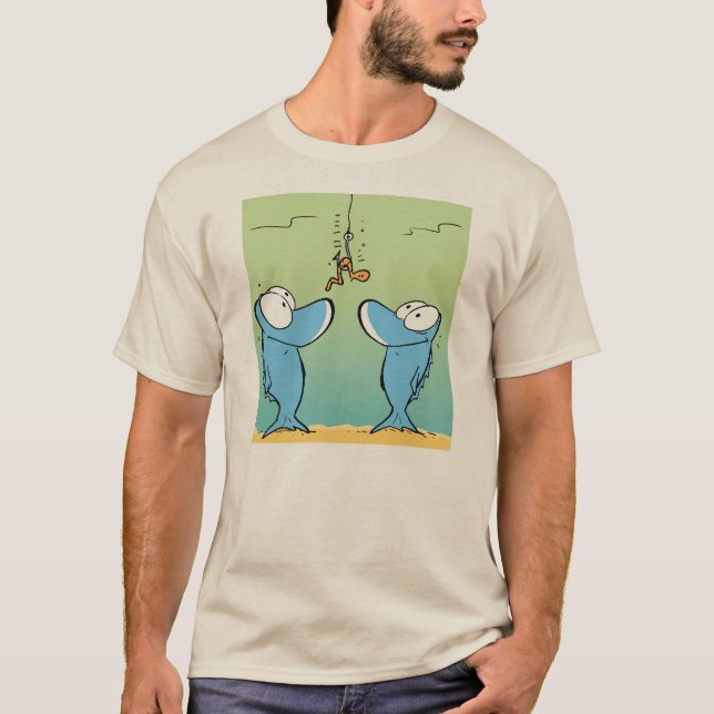 T-shirt Chemise drôle de bande dessinée de pêche (Devant)
