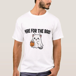 T-shirt Chemise drôle de chat fantôme 'Ici pour les huées'