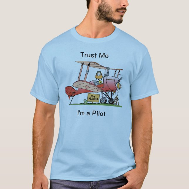 T-shirt Chemise drôle de pilote de biplan (Devant)