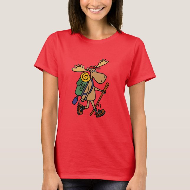 T-shirt Chemise drôle de randonnée d'orignaux (Devant)