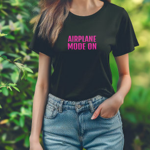 T-shirt Chemise drôle de randonnée mode avion activé rose