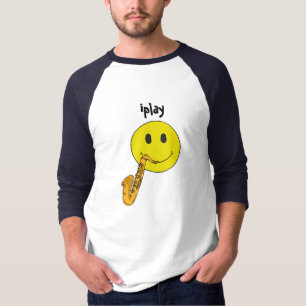 T-shirt Chemise drôle iplay de saxophone de visage d'AZ-
