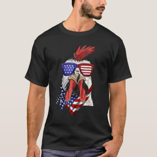 T-shirt Chemise du drapeau américain Coq Poulet 4 juillet