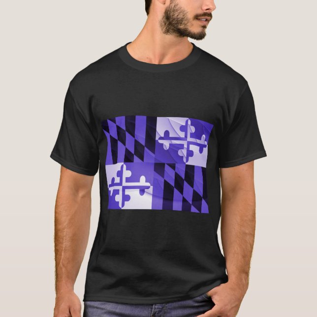 T-shirt Chemise du drapeau de l'État du Maryland violet de (Devant)