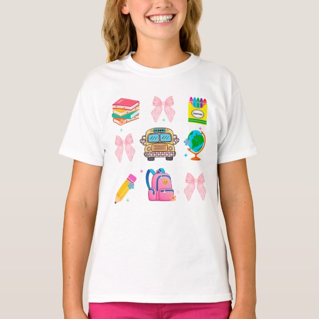 T-shirt Chemise École Coquette, Retour À L'École Chemises, (Devant)
