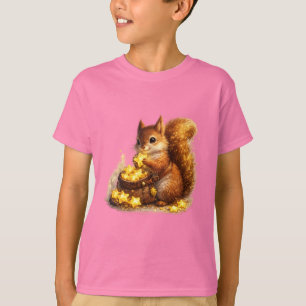 T-shirt Chemise Écureuil Collectionneur d'Étoiles Dorées