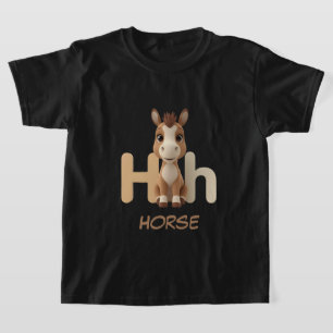 T-shirt Chemise éducative pour enfants Lettre H Cheval M