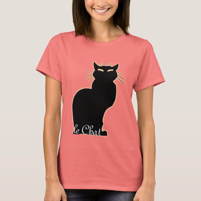 T-shirt Chemise en Chat noir femme le Conversation Chat fe (Devant)