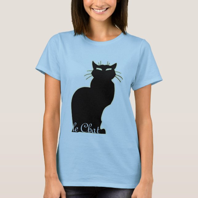 T-shirt Chemise en Chat noir femme le Conversation Chat fe (Devant)