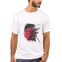 Chemise en encre d'art du guerrier samouraï rouge