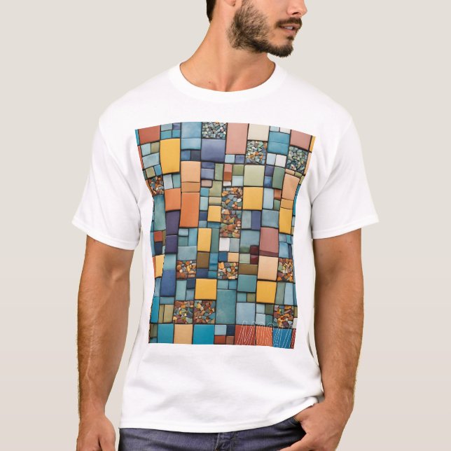 T-shirt "Chemise en mosaïque dynamique - Colorée géométriq (Devant)