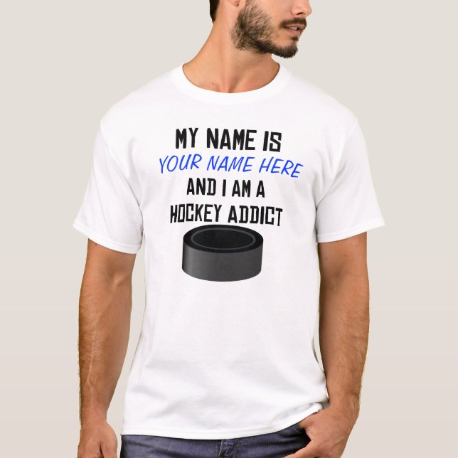 T-shirt Chemise faite sur commande d'intoxiqué d'hockey (Devant)