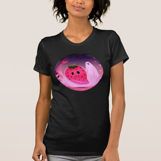 T-shirt Chemise Fantôme éffrayante d'Halloween à la fraise (Devant)