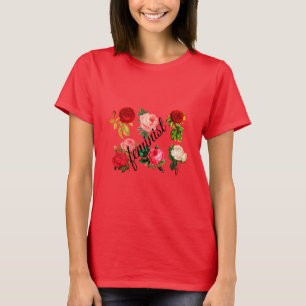 T-shirt Chemise féministe Florale Rouge