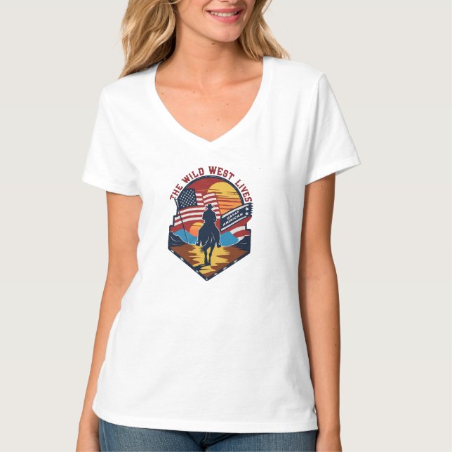 T-shirt chemise femme américaine, chemise femme américaine (Devant)