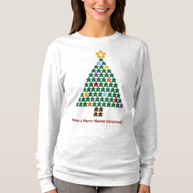 T-shirt Chemise femme arbre de Noël Joyeux Meeple (Devant)