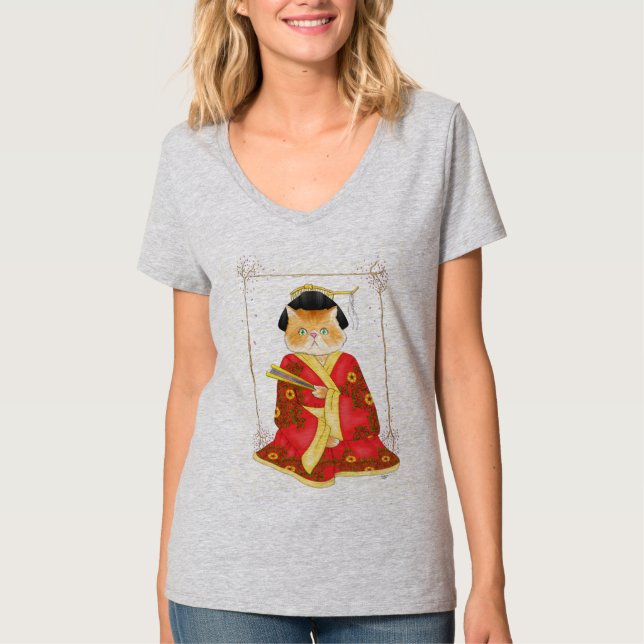 T-shirt Chemise femme Geisha Cat (Devant)