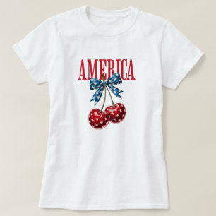 T-shirt Chemise Fête du 4 juillet Nœud Papillon Drapeau Ce