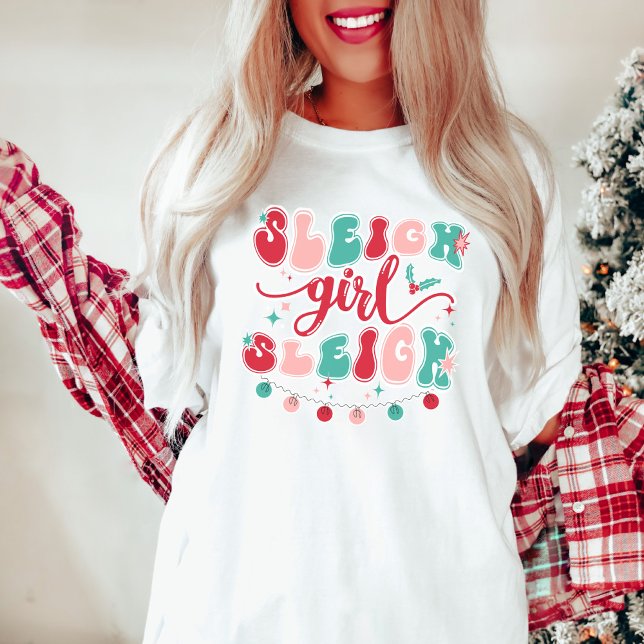 T-shirt Chemise fille à coudre, Chemise à coudre de Noël,  (sleigh girl sleigh christmas shirt)