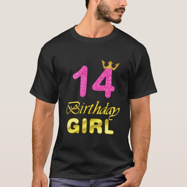 T-shirt Chemise Fille Anniversaire 14E Anniversaire 14 Ann (Devant)