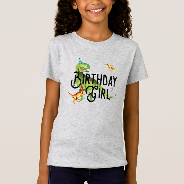 T-Shirt Chemise fille anniversaire Dinosaur (Devant)