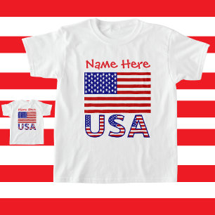 T-shirt Chemise Fille Drapeau USA Patrimoine Personnalisé