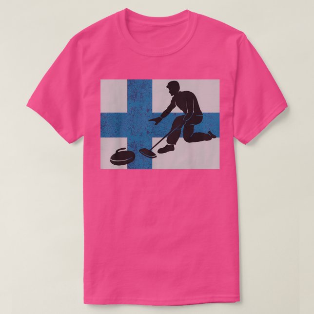 T-shirt Chemise finlandaise de curling Drapeau finlandais  (Design devant)