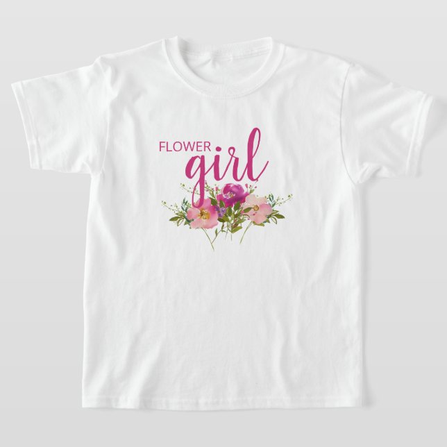 T-shirt Chemise Fleur Fille Rose Floral Aquarelle Mariage  (Poser)