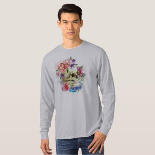 T-shirt Chemise florale de douille de Skull Dia de los