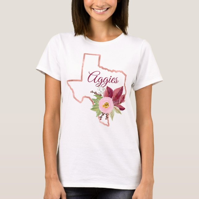 T-shirt Chemise florale du Texas "Aggie" (Devant)