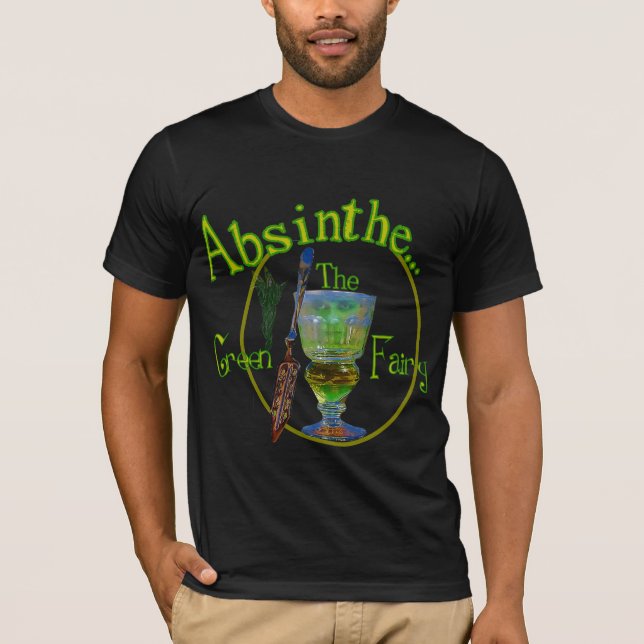 T-shirt Chemise foncée de fée de vert d'absinthe (Devant)