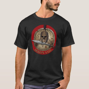 T-shirt Chemise fond rouge Molon Labe Casque de Spartan